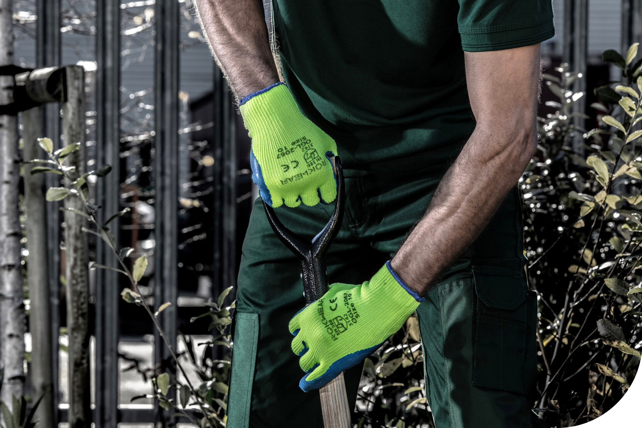 Man wearing safety gloves
