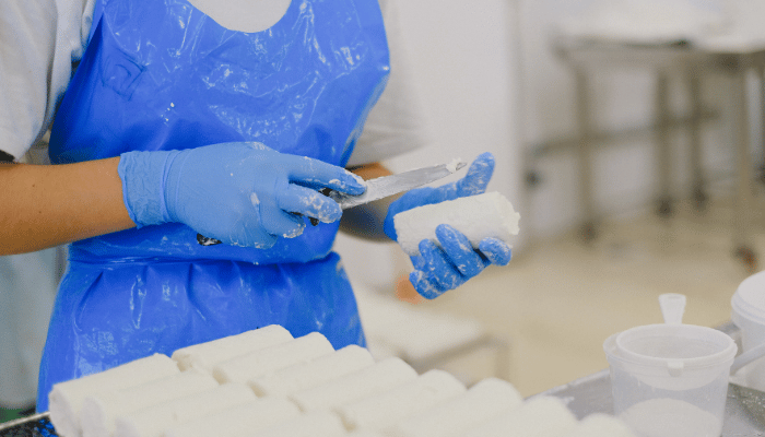Disposable aprons and gloves.
